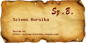 Szives Borsika névjegykártya